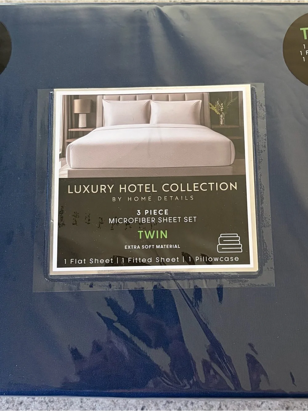 Hotel Collection Twin Microfiber Sheet Set - Navy Blue